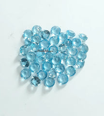 2MM, 2.50MM, 3MM, 3.50MM Natural Swiss Blue Topaz Faceted Round Cut Gemstone, AAA Quality Swiss Topaz Round Cut Loose stone for jewelry