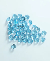 2MM, 2.50MM, 3MM, 3.50MM Natural Swiss Blue Topaz Faceted Round Cut Gemstone, AAA Quality Swiss Topaz Round Cut Loose stone for jewelry