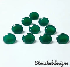 8x10MM, 9x11MM, 10x12MM, 10x14MM Natural Green Onyx faceted Oval Cut Gemstone, AAA GREEN ONYX faceted Oval Loose Calibrated Cut For jewelry
