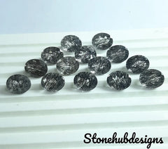 5X7MM, 6X8MM, 7X9MM, 8X10MM Natural Black Rutile Faceted Oval Gemstone, AAA Quality Black Rutile Quartz Oval Cut superb stone for jewelry