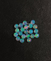 5MM, 6MM Natural Ethiopian Opal Round Cabochon Gemstone, AAA Multi fire Ethiopian Opal Smooth Round Cabs Loose Gemstone For Jewelry