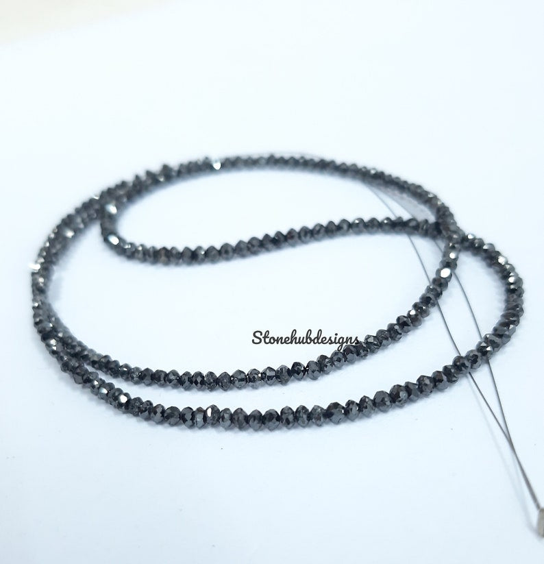 Natural Black Diamond Faceted Rondelle Beads, Black Diamond Necklace, Diamond Faceted Beads, Natural Diamond For Jewelry