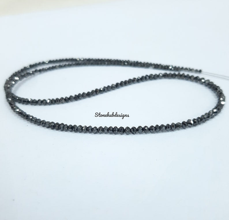 Natural Black Diamond Faceted Rondelle Beads, Black Diamond Necklace, Diamond Faceted Beads, Natural Diamond For Jewelry