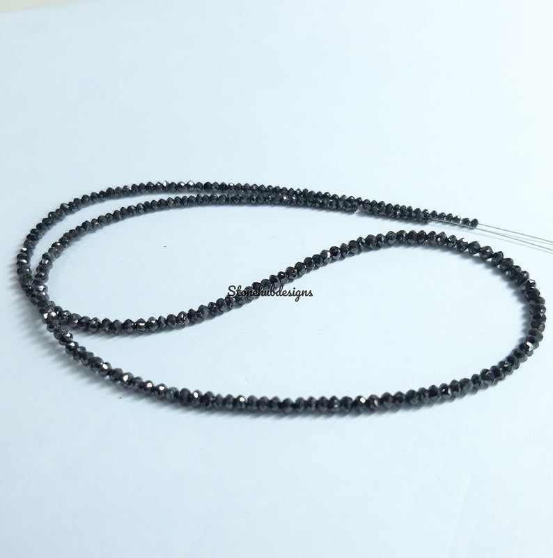Natural Black Diamond Faceted Rondelle Beads, Black Diamond Necklace, Diamond Faceted Beads, Natural Diamond For Jewelry