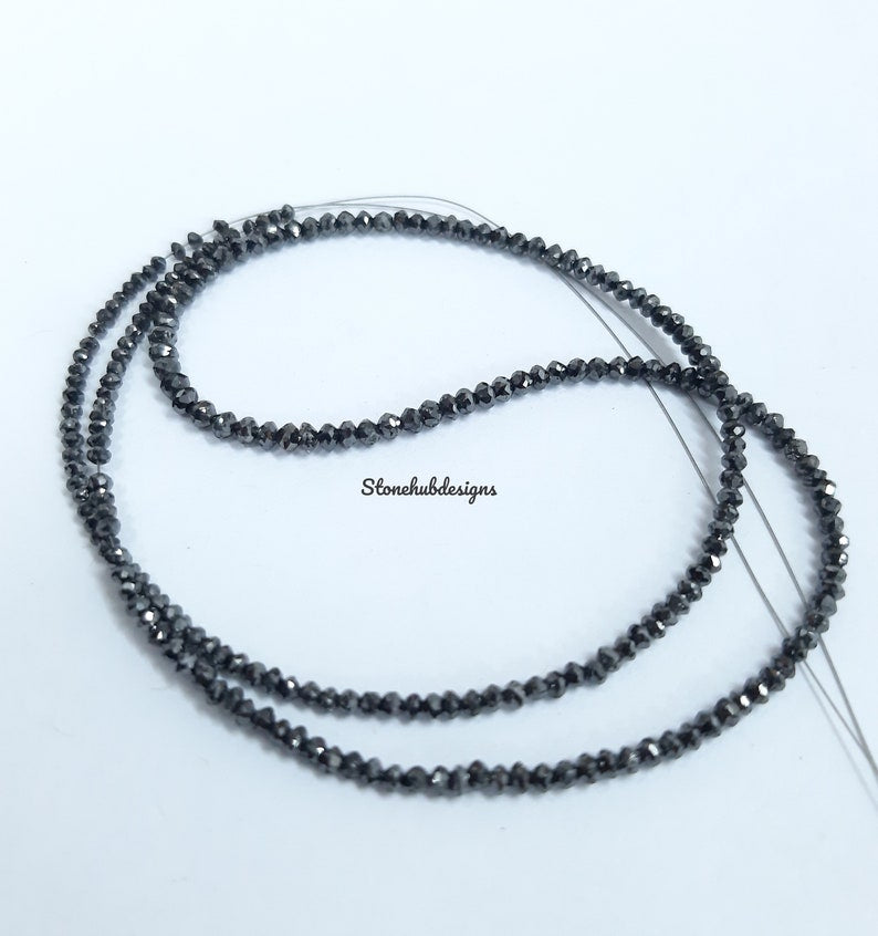 Natural Black Diamond Faceted Rondelle Beads, Black Diamond Necklace, Diamond Faceted Beads, Natural Diamond For Jewelry