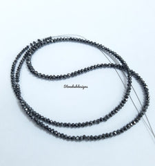 Natural Black Diamond Faceted Rondelle Beads, Black Diamond Necklace, Diamond Faceted Beads, Natural Diamond For Jewelry