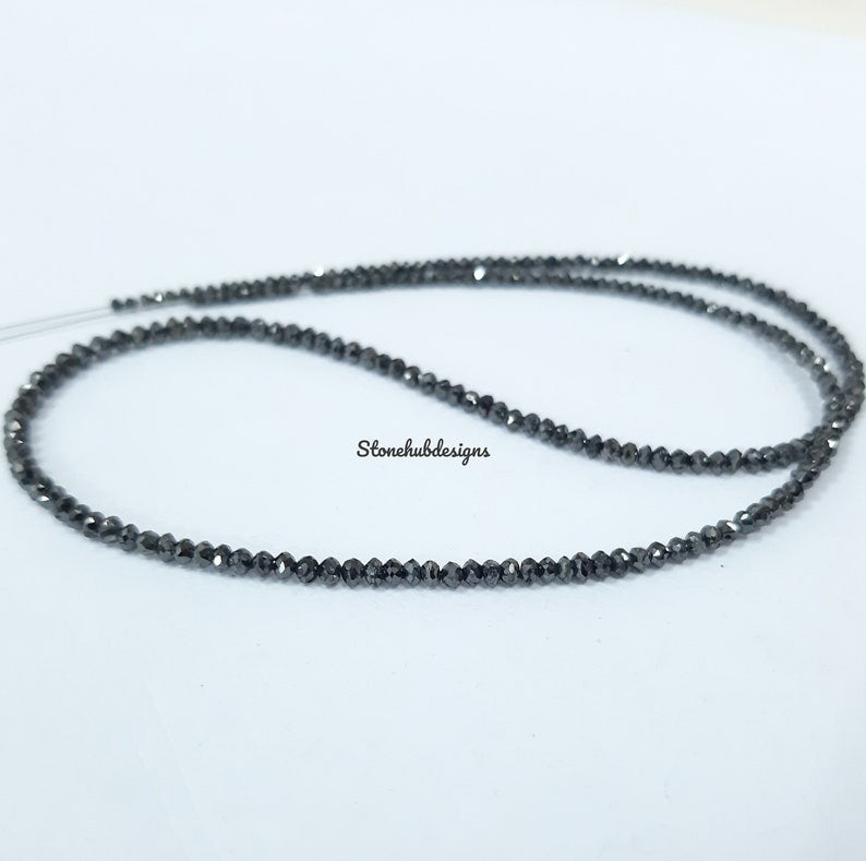 Natural Black Diamond Faceted Rondelle Beads, Black Diamond Necklace, Diamond Faceted Beads, Natural Diamond For Jewelry