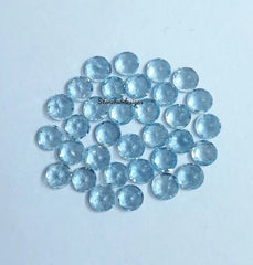 3MM, 3.50MM Natural Aquamarine Faceted Round Cut Stones, AAA Quality Aquamarine Round Cut Gemstone For Jewelry