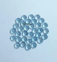 3MM, 3.50MM Natural Aquamarine Faceted Round Cut Stones, AAA Quality Aquamarine Round Cut Gemstone For Jewelry