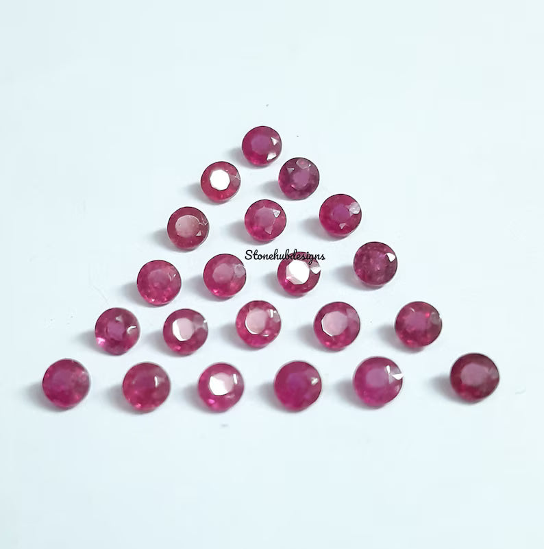 3MM, 4MM, 5MM RUBY Faceted Round Loose Gemstone, Ruby Round Faceted Loose Gemstone, GF Ruby Faceted Loose stone for Jewelry