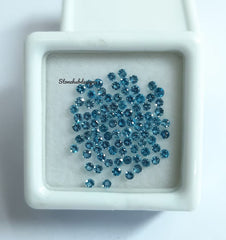 1.75MM, 2MM, 2.25MM, 2.50MM, 2.75MM Natural London Blue Topaz Faceted Round Cut Gemstone, AAA London Blue Topaz Loose Calibrated for jewelry