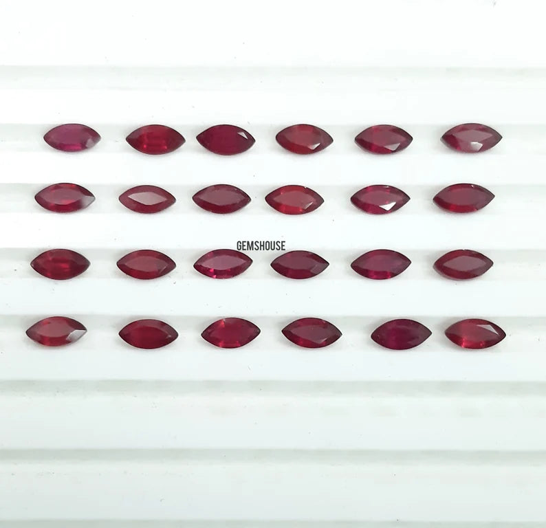2x4MM, 2.5x5MM, 3x6MM, 4x8MM Ruby faceted Marquise Cut loose Gemstone, AAA Glass Field Ruby Marquise Faceted Gemstone For jewelry