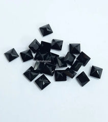 7MM, 8MM, 9MM, 10MM Natural Black Onyx Faceted Square Cut Gemstone, AAA Black Onyx Faceted Square Loose Cut Stone for Jewelry