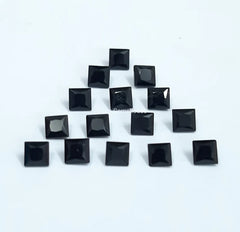 7MM, 8MM, 9MM, 10MM Natural Black Onyx Faceted Square Cut Gemstone, AAA Black Onyx Faceted Square Loose Cut Stone for Jewelry