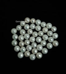 3MM, 4MM, 5MM Natural Fresh Water White Pearl Round Cabochon Gemstone, AAA White Pearl Round Flat back Cabochon Loose stone For Jewelry