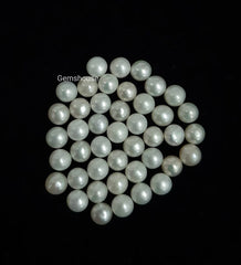 3MM, 4MM, 5MM Natural Fresh Water White Pearl Round Cabochon Gemstone, AAA White Pearl Round Flat back Cabochon Loose stone For Jewelry