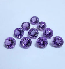9MM, 10MM Natural Amethyst faceted Round Cut Gemstone, AAA Purple Amethyst faceted Round Loose Calibrated Cut Stone for jewelry