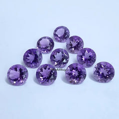 9MM, 10MM Natural Amethyst faceted Round Cut Gemstone, AAA Purple Amethyst faceted Round Loose Calibrated Cut Stone for jewelry