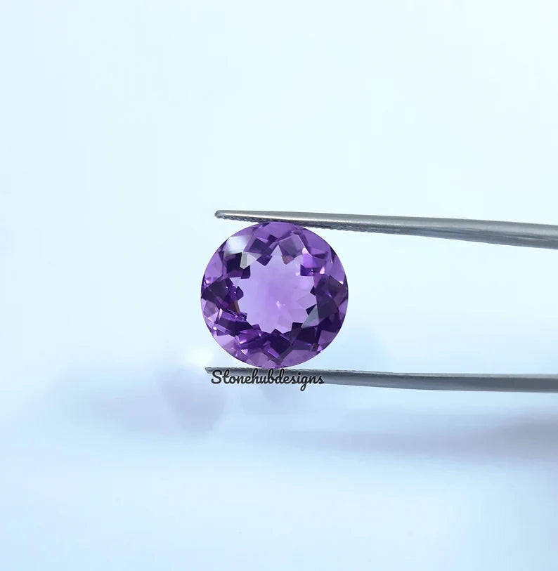 Natural Amethyst Faceted Round Cut Gemstone, AAA Amethyst faceted Round Cut Purple Color for jewelry