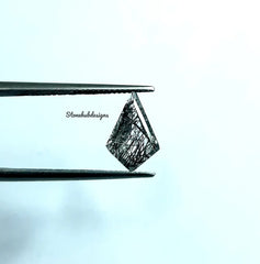 6x9MM, 7x10MM, 8x12MM Natural Black Rutilated Quartz Faceted Kite Cut Gemstone, AAA Black Rutile Quartz Kite Shape Cut Stone For Jewelry