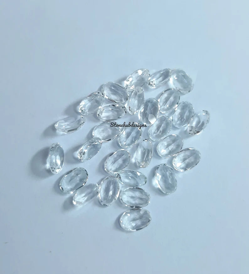 Natural White Topaz Faceted Oval Cut Gemstone, AAA Quality White Topaz faceted Oval Cut loose Calibrated Gemstone for jewelry