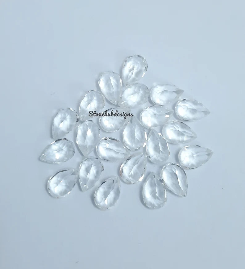 3x5MM, 4x6MM, 5x7MM Natural White Topaz Faceted Pear Cut Gemstone, AAA White Topaz Faceted Pear Loose Calibrated Cut Gemstone for jewelry