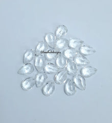3x5MM, 4x6MM, 5x7MM Natural White Topaz Faceted Pear Cut Gemstone, AAA White Topaz Faceted Pear Loose Calibrated Cut Gemstone for jewelry
