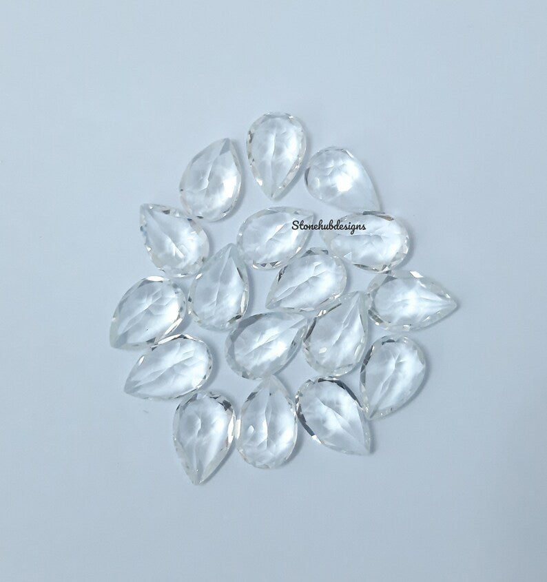 6x8MM, 7x9MM, 8x10MM Natural White Topaz Faceted Pear cut Gemstone, AAA White Topaz faceted Pear Loose Calibrated Cut Gemstone for jewelry