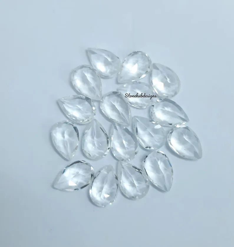 Natural White Topaz Faceted Pear cut Gemstone, AAA Quality White Topaz faceted Pear Cut Loose Calibrated Gemstone for jewelry