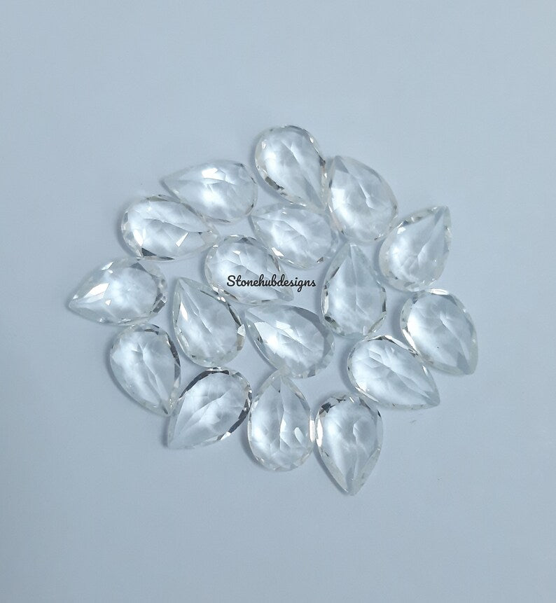 6x8MM, 7x9MM, 8x10MM Natural White Topaz Faceted Pear cut Gemstone, AAA White Topaz faceted Pear Loose Calibrated Cut Gemstone for jewelry