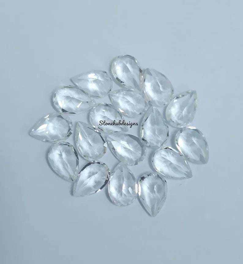 Natural White Topaz Faceted Pear cut Gemstone, AAA Quality White Topaz faceted Pear Cut Loose Calibrated Gemstone for jewelry