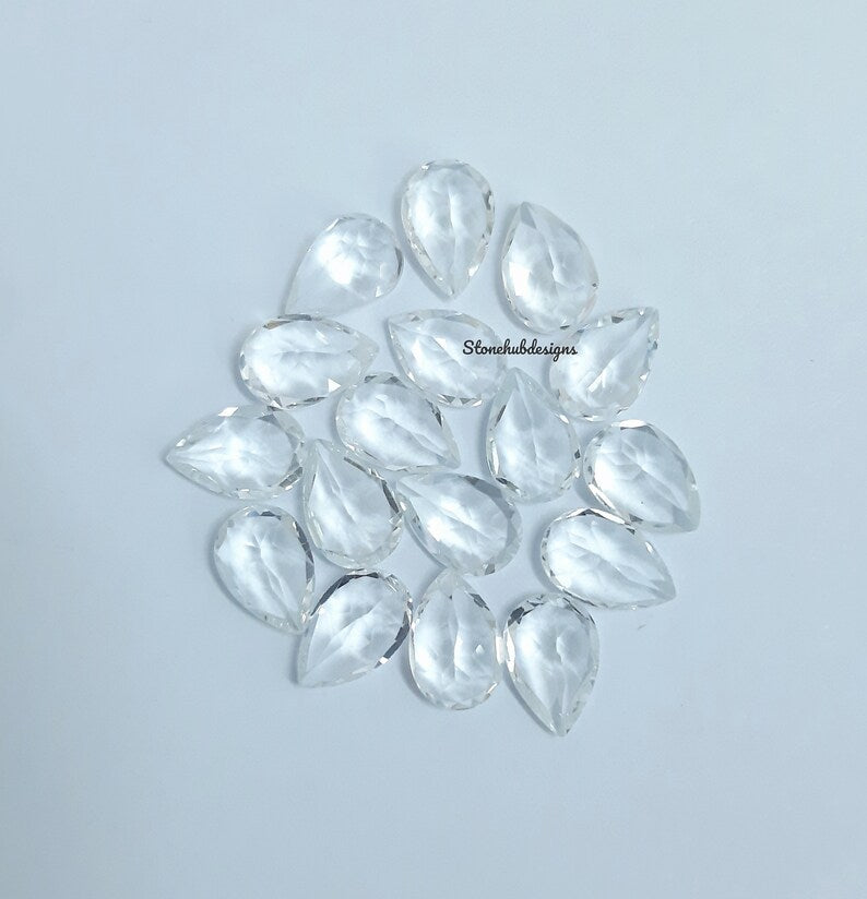 6x8MM, 7x9MM, 8x10MM Natural White Topaz Faceted Pear cut Gemstone, AAA White Topaz faceted Pear Loose Calibrated Cut Gemstone for jewelry