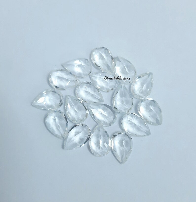 6x8MM, 7x9MM, 8x10MM Natural White Topaz Faceted Pear cut Gemstone, AAA White Topaz faceted Pear Loose Calibrated Cut Gemstone for jewelry