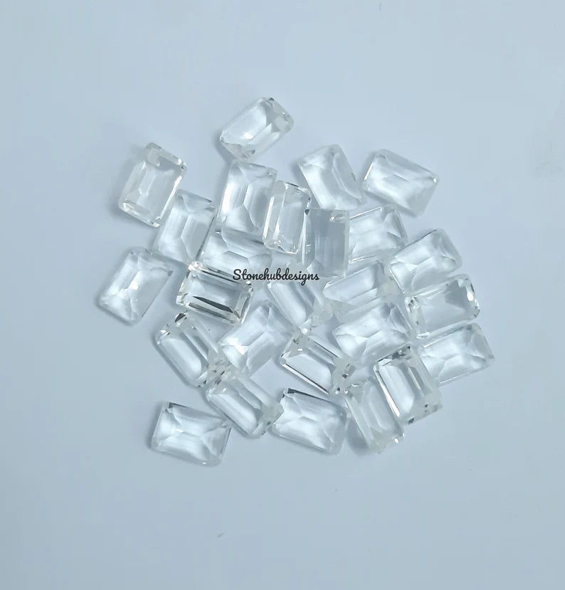 Natural White Topaz Faceted Octagon Cut Gemstone, AAA Quality White Topaz faceted Octagon Cut Loose Calibrated Gemstone for Jewelry