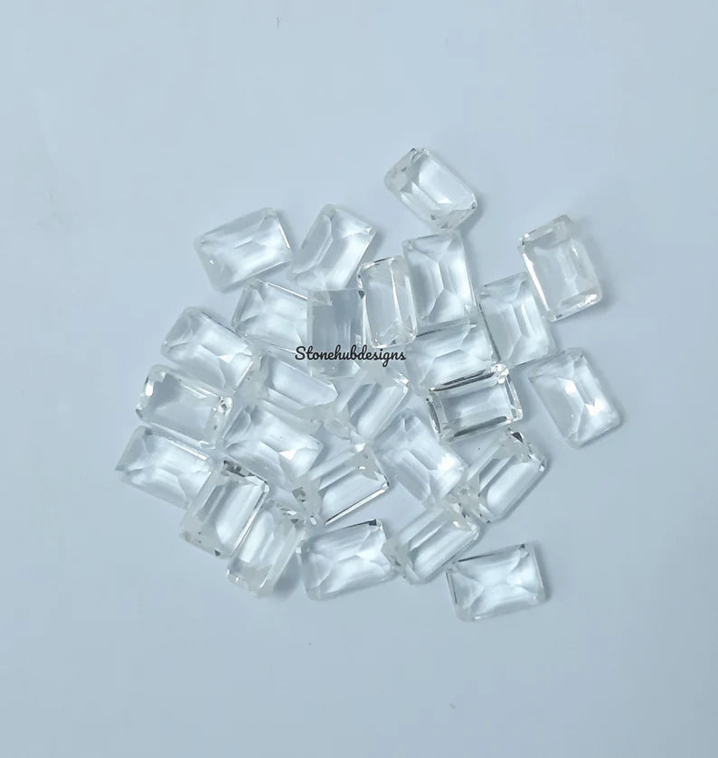 Natural White Topaz Faceted Octagon Cut Gemstone, AAA Quality White Topaz faceted Octagon Cut Loose Calibrated Gemstone for Jewelry