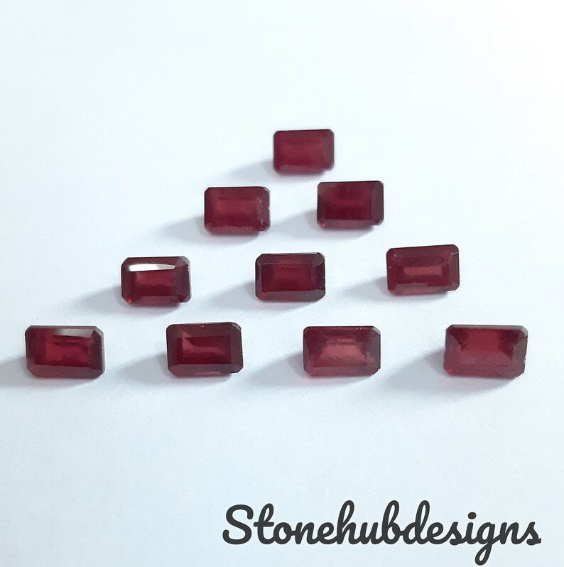 3X4MM, 3X5MM, 4X6MM, 5X7MM RUBY Faceted Octagon Cut Loose Gemstone, AAA Quality Glass Field Ruby Faceted Octagon Loose Gemstone For Jewelry