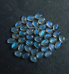 5 pieces Natural Labradorite Smooth Oval Cabochon loose gemstone, AAA Quality Blue Flash Labradorite Smooth Oval Stone for jewelry