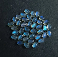 5 pieces Natural Labradorite Smooth Oval Cabochon loose gemstone, AAA Quality Blue Flash Labradorite Smooth Oval Stone for jewelry