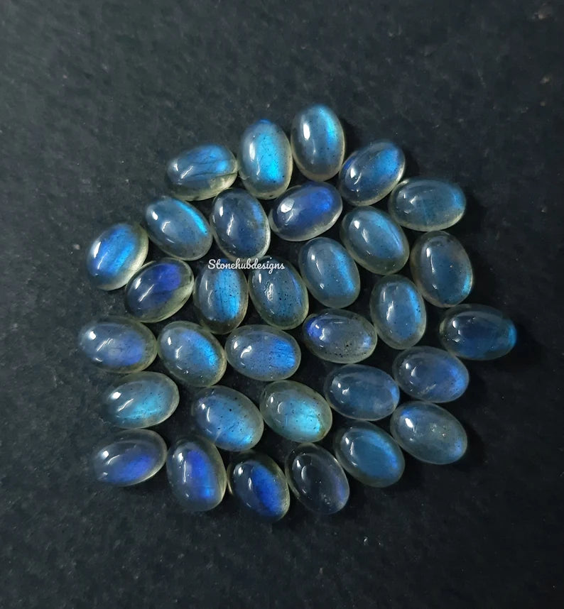 4x6MM, 5x7MM, 6x8MM, 7x9MM Natural Labradorite Oval Cabochon loose Gemstone, AAA Quality Labradorite Smooth Oval With Blue Flash for jewelry
