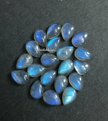 5 pieces Natural Labradorite Pear Cabochon loose gemstone, AAA Blue Fire Labradorite Smooth Pears cabs for jewelry