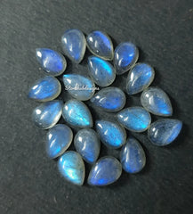 Natural Labradorite Pear Cabochon loose gemstone, AAA Blue Fire Labradorite Smooth Pears Flat back Cabochon Gemstone for jewelry