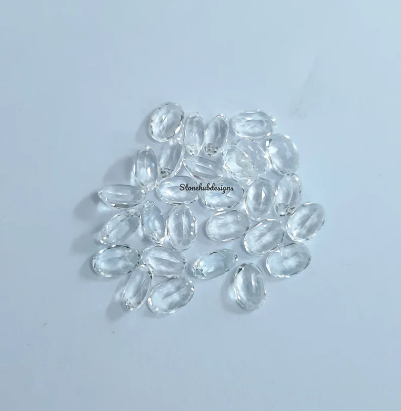Natural White Topaz Faceted Oval Cut Gemstone, AAA Quality White Topaz faceted Oval Cut loose Calibrated Gemstone for jewelry