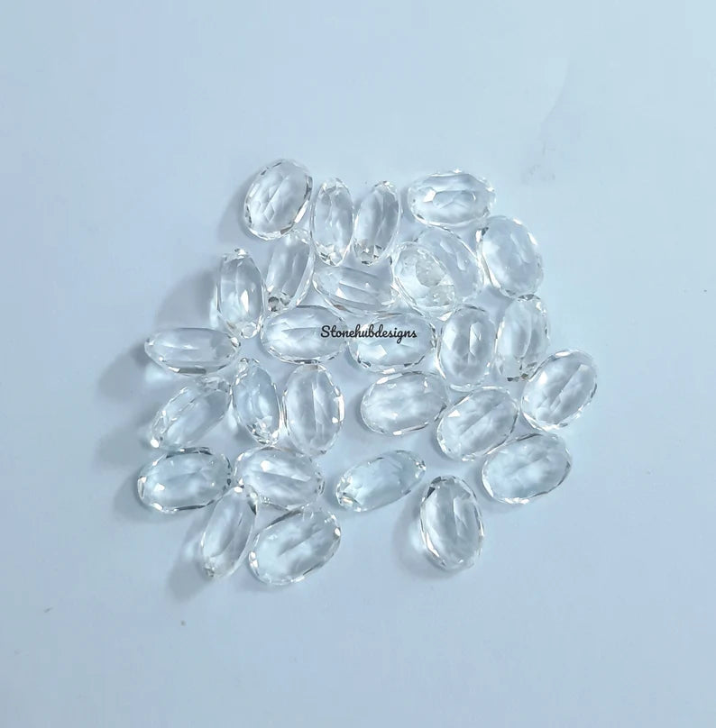Natural White Topaz Faceted Oval Cut Gemstone, AAA Quality White Topaz faceted Oval Cut loose Calibrated Gemstone for jewelry
