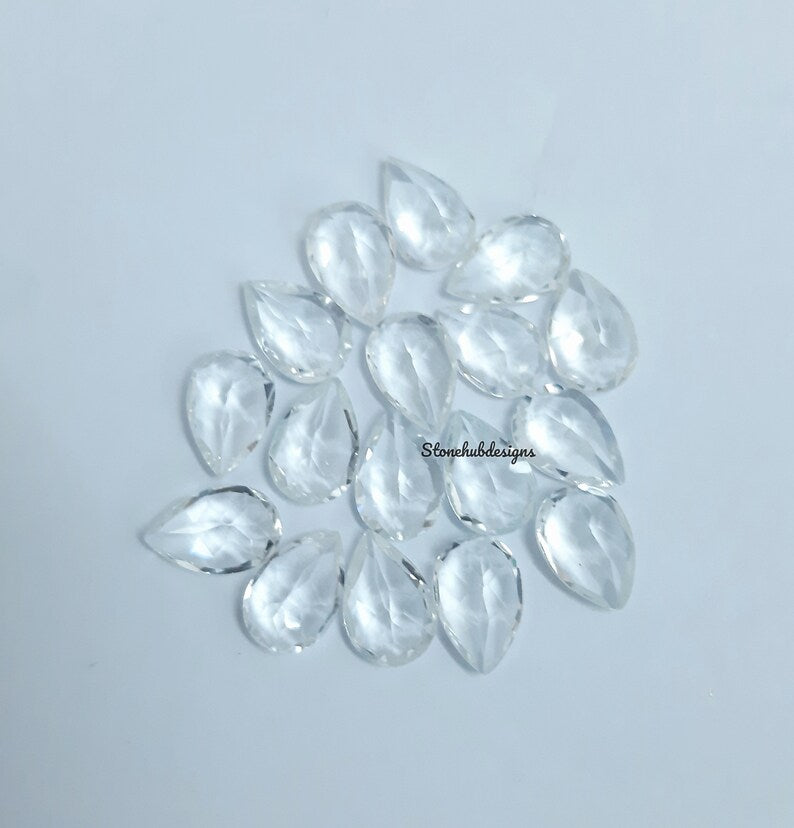 6x8MM, 7x9MM, 8x10MM Natural White Topaz Faceted Pear cut Gemstone, AAA White Topaz faceted Pear Loose Calibrated Cut Gemstone for jewelry
