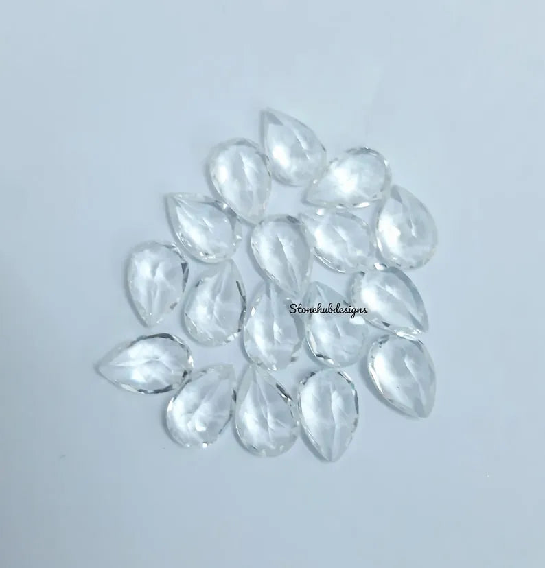 Natural White Topaz Faceted Pear cut Gemstone, AAA Quality White Topaz faceted Pear Cut Loose Calibrated Gemstone for jewelry