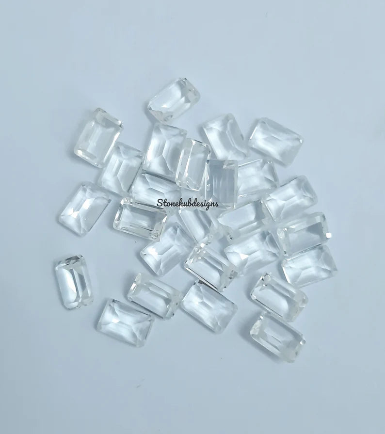 Natural White Topaz Faceted Octagon Cut Gemstone, AAA Quality White Topaz faceted Octagon Cut Loose Calibrated Gemstone for Jewelry