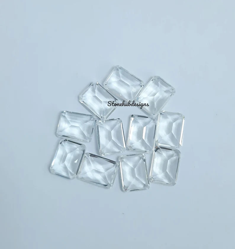 6X8MM, 7X9MM, 8X10MM Natural White Topaz Faceted Octagon cut gemstone, AAA Quality White Topaz Faceted Octagon Cut Calibrated for Jewelry