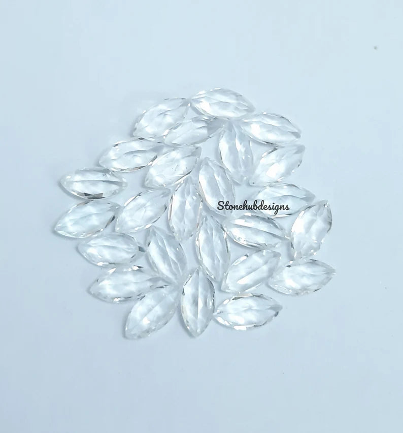 2x4MM, 2.5x5MM, 3x6MM, 4x8MM, 5x10MM Natural White Topaz Faceted Marquise Cut Gemstone, AAA Quality White Topaz loose marquise For Jewelry