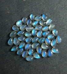 5 pieces Natural Labradorite Smooth Pear Cabochon loose gemstone, AAA Quality Blue Fire Smooth Labradorite Pears for jewelry