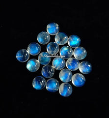6MM, 7MM, 8MM Natural Moonstone Round Cabochon Stone, AAA Quality Blue Fire Flash Moonstone Smooth Round cabs for Jewelry
